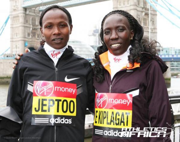 Priscah Jeptoo and Edna Kiplagat in London / Photos from the Virgin London Marathon team