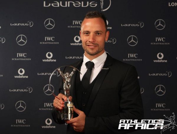 Oscar Pistorius of South Africa at the Winners Studio during the 2012 Laureus World Sports Awards at Central Hall Westminster on February 6, 2012 in London, England. (Photo by Tom Shaw/Getty Images for Laureus)