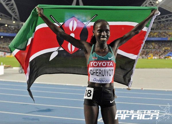 Kenyan Vivian Cheruiyot at the Daegu 2011 IAAF World Championships