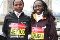 Priscah Jeptoo and Edna Kiplagat in London / Photos from the Virgin London Marathon team