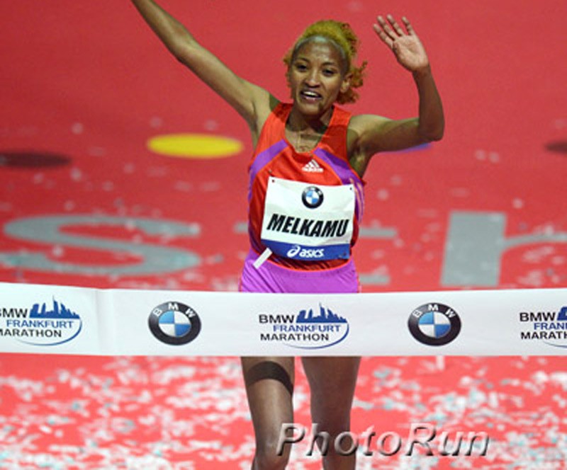 Ethiopian Meselech Melkamu winning the Frankfurt Marathon in 2012/ Photo: PhotoRun.net