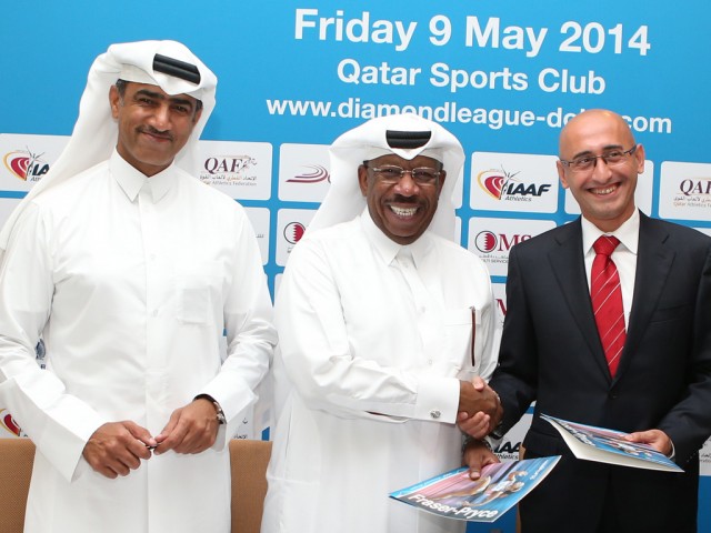Qatari OC officials at the first leg of the 2014 IAAF Diamond League in Doha