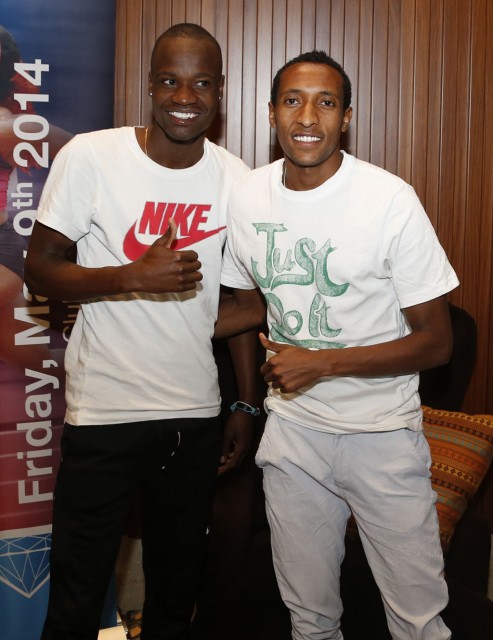 African 800m stars Mohammed Aman of Ethiopia and Nijel Amos of Botswana at the 2014 IAAF Diamond League in Doha / Photo credit: Doha LOC.