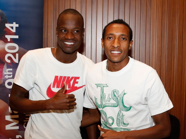 African 800m stars Mohammed Aman of Ethiopia and Nijel Amos of Botswana / Photo credit: Doha LOC