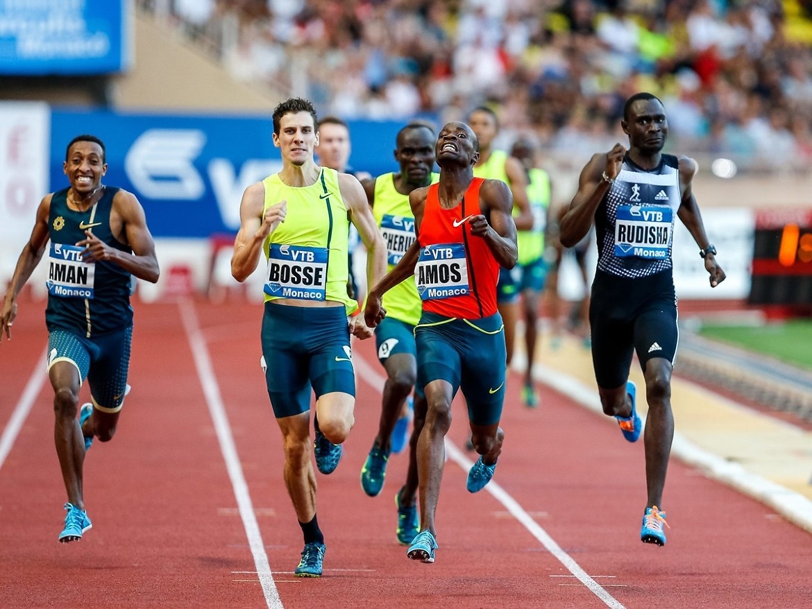 Men's 800m race won by Nijel Amos at the Herculis monaco 2014 - with David Rudisha, Mohammed Aman etc / © Philippe Fitte