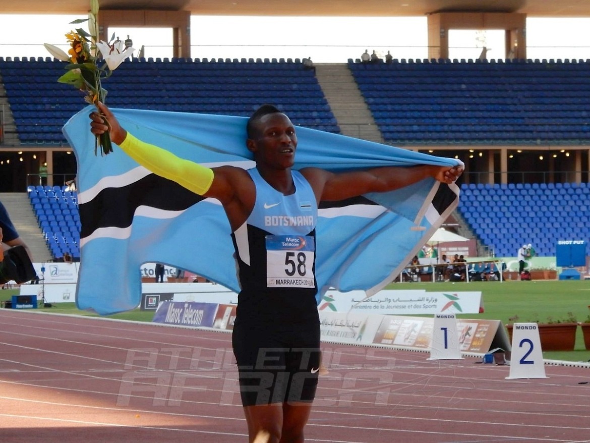 Isaac Makwaala of Botswana after winning the men's 400m in a Championships Record of 44.23 secs in Marrakech - August 2014 / Photo Credit: Yomi Omogbeja