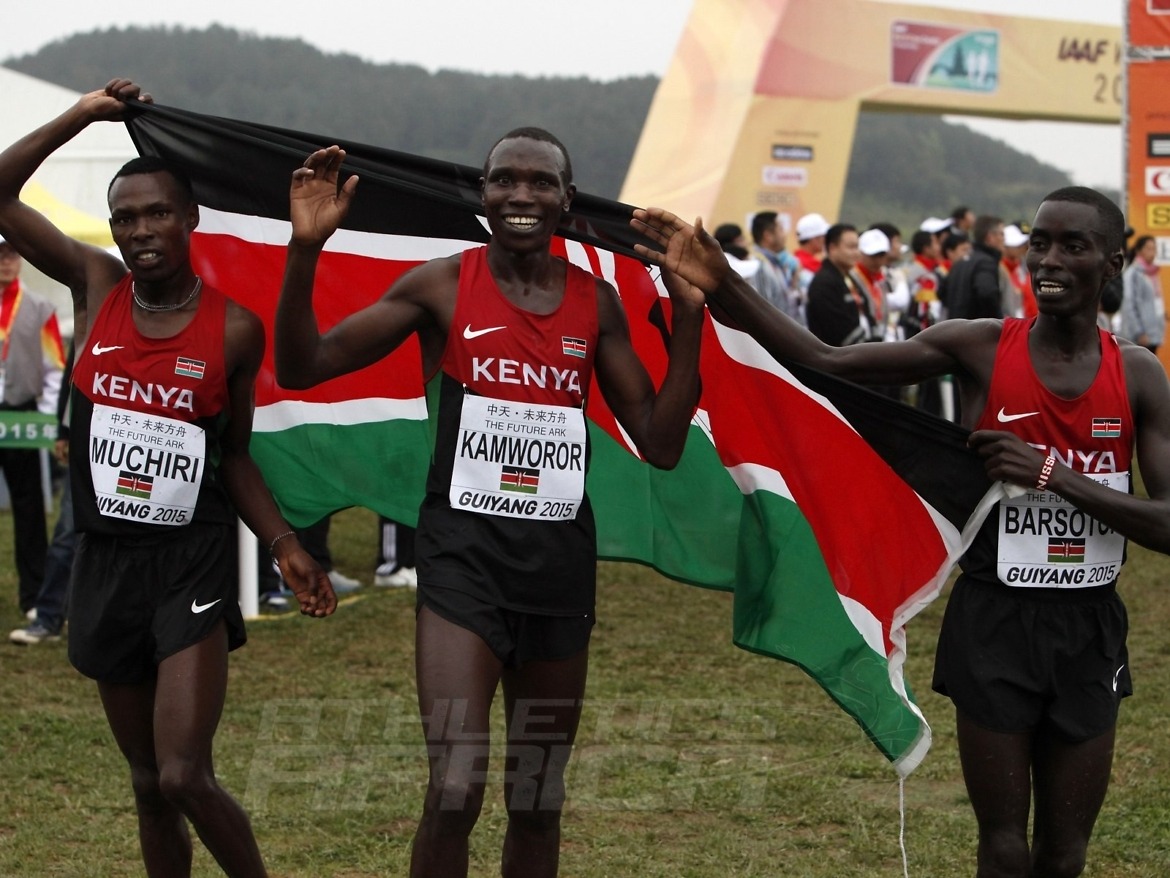 Senior Men race winner Geoffrey Kipsang Kamworor of Kenya at the IAAF World Cross Country Championships, Guiyang 2015 / Photo credit: © Getty Images for IAAF