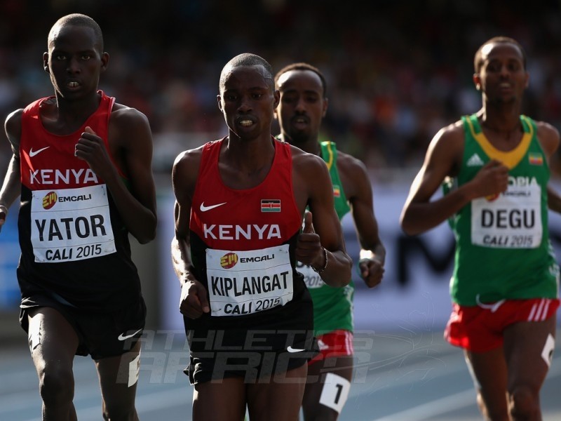 Richard Yator Kimunyan of Kenya, Davis Kiplangat of Kenya and Tefera Mosisa of Ethiopia in action during the men's 3000m Final on day five of the IAAF World Youth Championships, Cali 2015 on July 19, 2015 in Cali, Colombia. (Photo by Patrick Smith/Getty Images for IAAF)