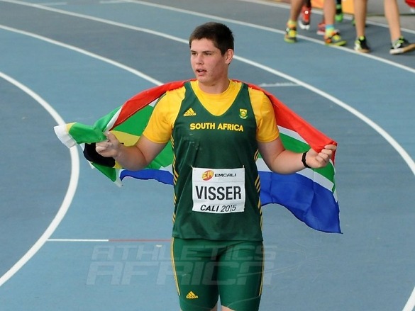Werner Visser (South Africa) after winning the boys Discus at the IAAF World Youth Championships, Cali 2015 (Photo Credit: Getty Images for IAAF)