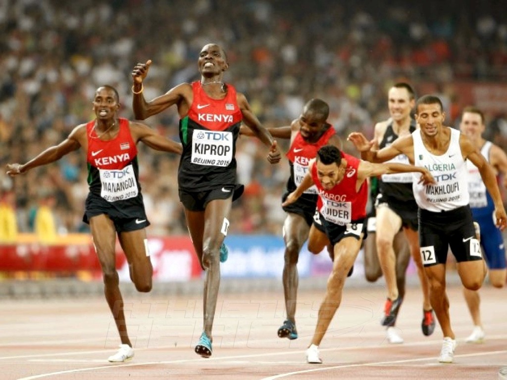 Asbel Kiprop wins Kenya's 7th Gold medal at the IAAF World Championships in Beijing 2015 / Photo credit: Getty images for the IAAF