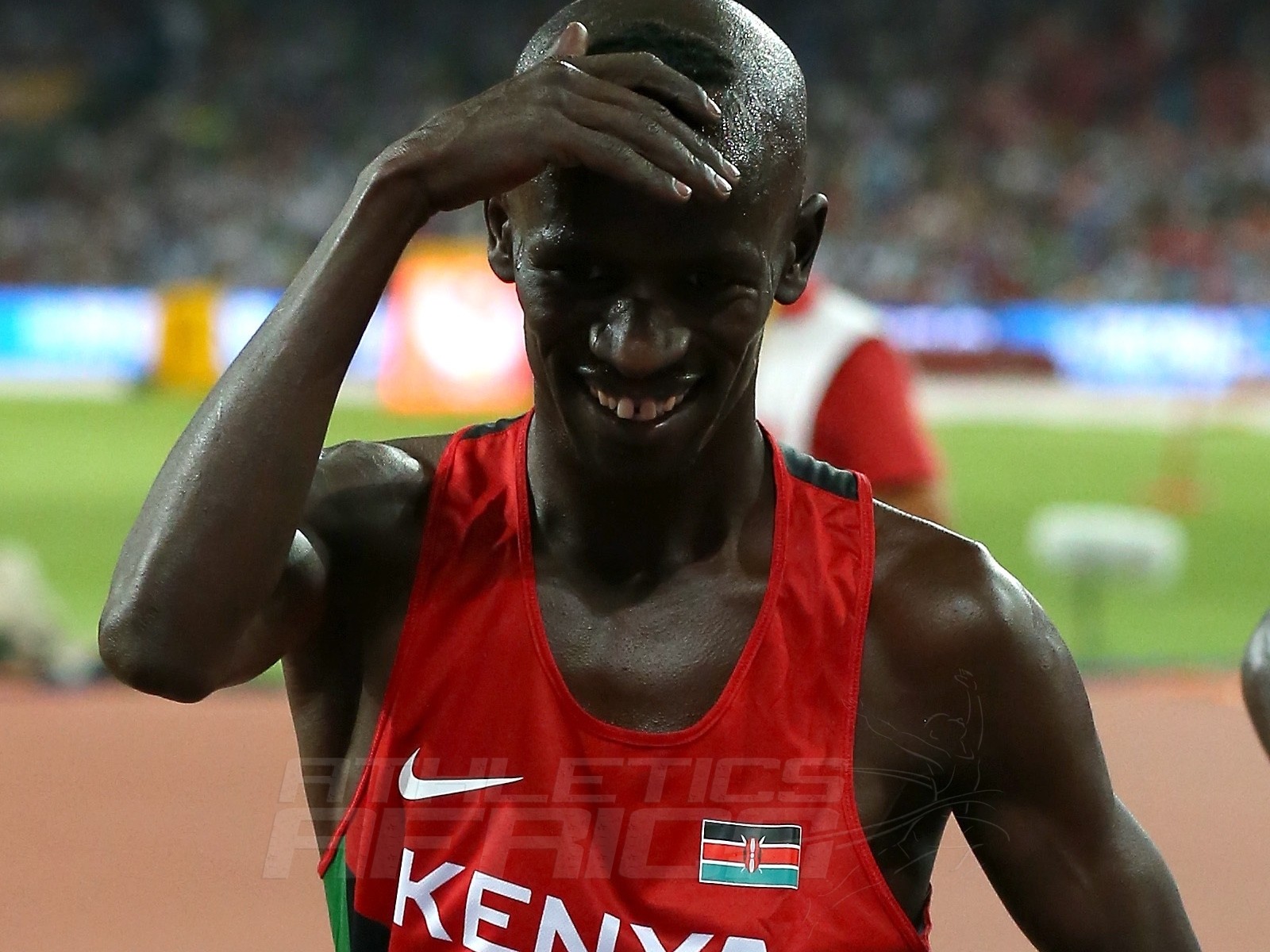 Ezekiel Kemboi of Kenya dances after winning win gold in the Men's 3000m steeplechase final on Day 3 of the 15th IAAF World Athletics Championships Beijing 2015 at Beijing National Stadium on August 24, 2015 in Beijing, China. (Photo by Lintao Zhang/Getty Images for IAAF)