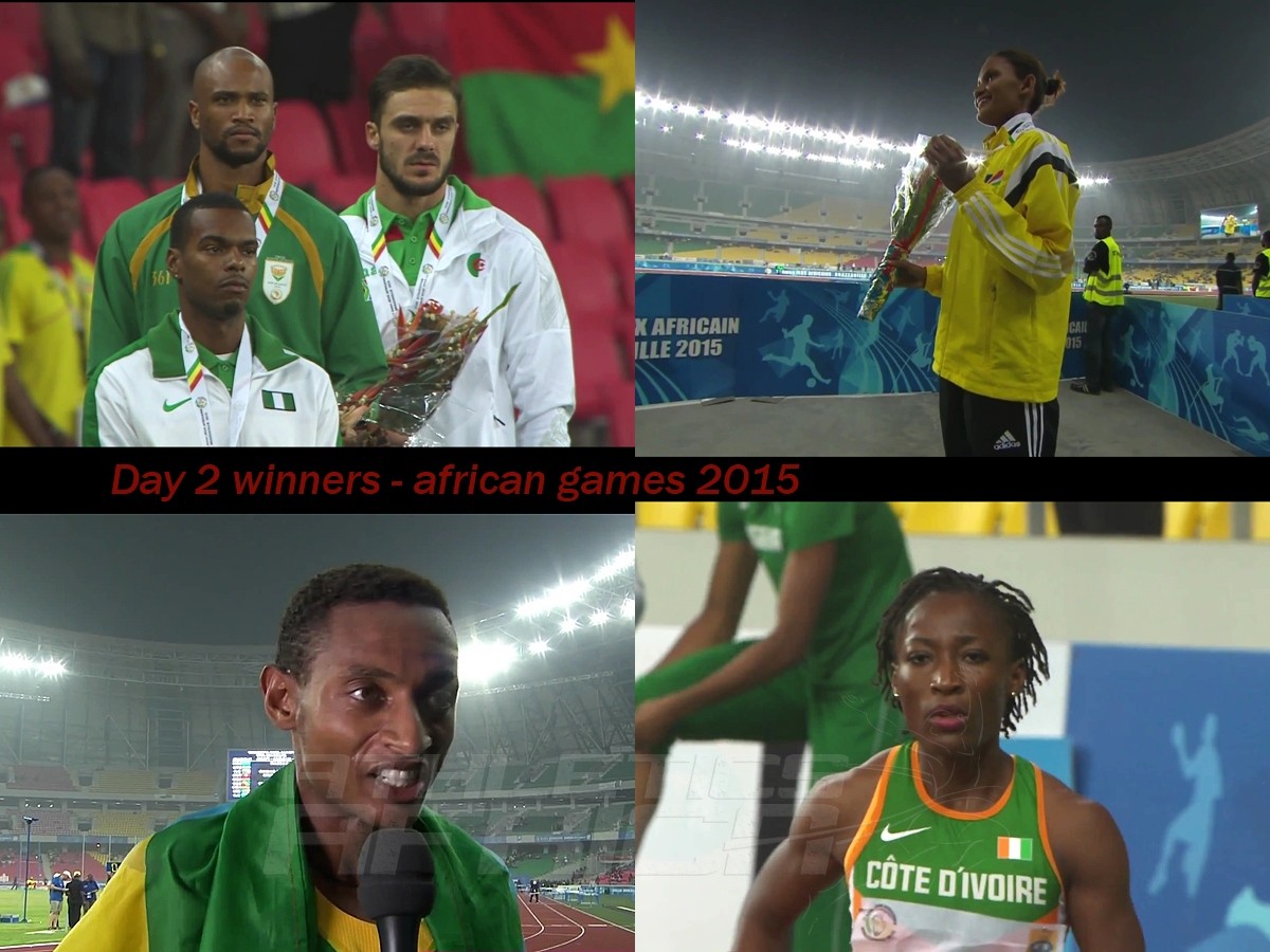 The podium winners on day 2 at the 11th African Games - Brazzaville 2015
