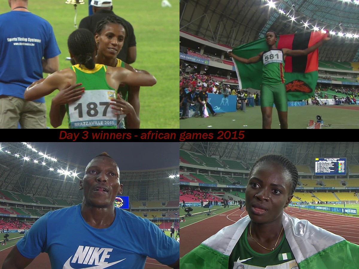 The podium winners on day 3 at the 11th African Games - Brazzaville 2015
