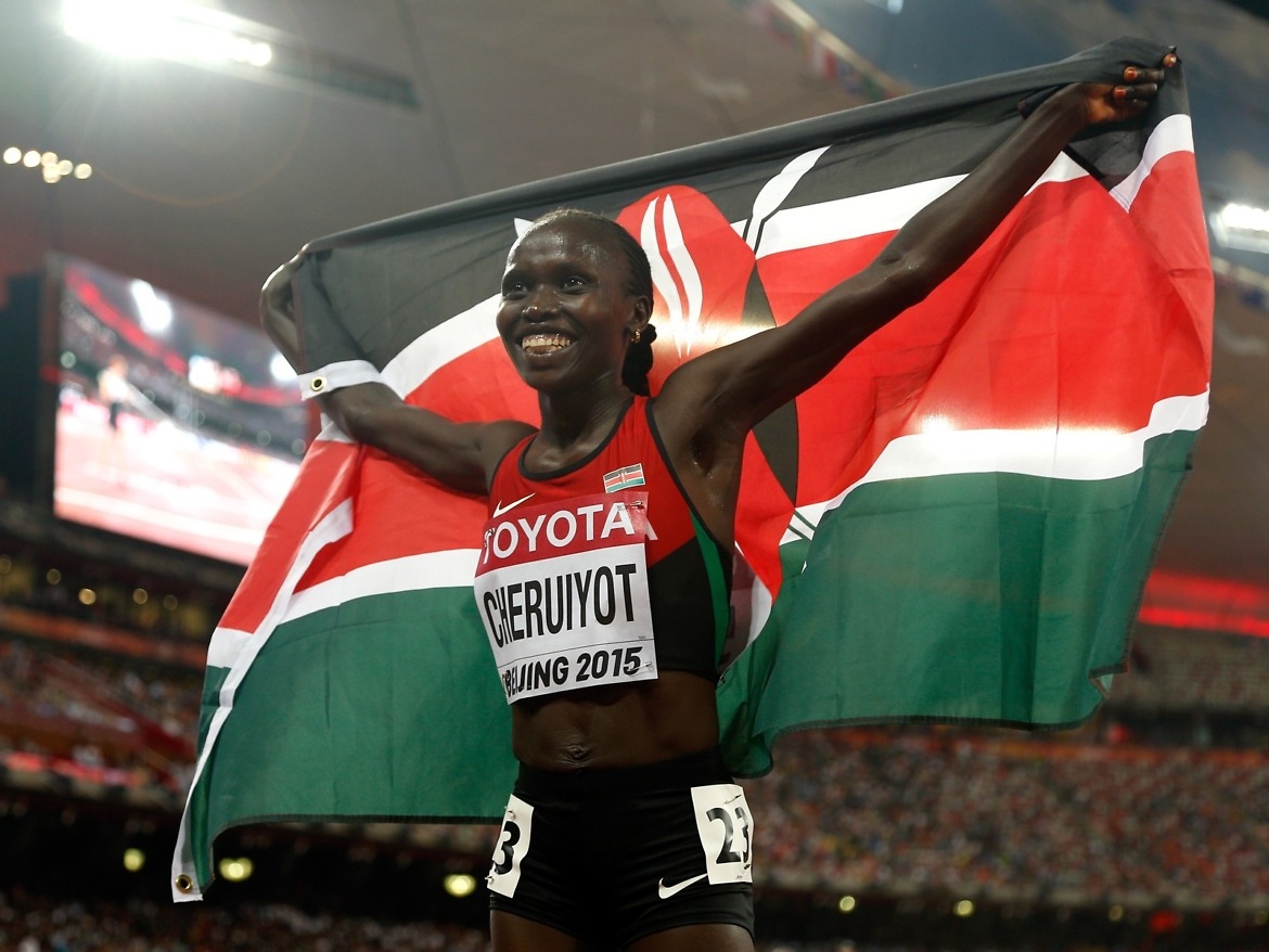 Vivian Cheruiyot on day three of the 15th IAAF World Athletics Championships Beijing 2015 on August 24, 2015 in Beijing, China.