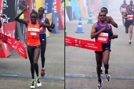 Legese and Limo triumph at the 2015 Airtel Delhi Half Marathon