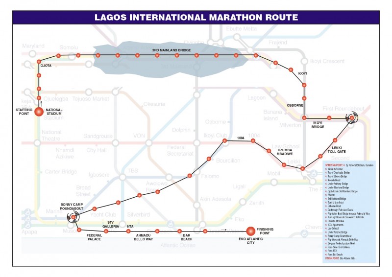 Lagos City Marathon Route Map 2016