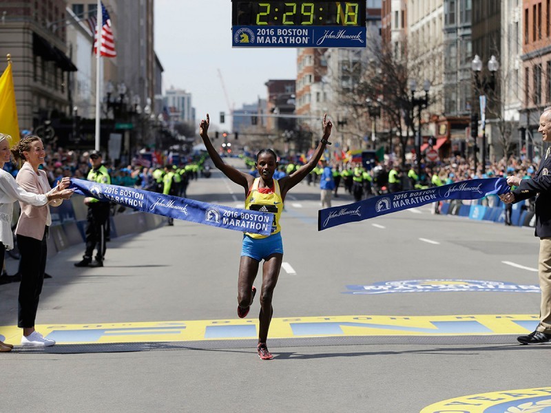 Ethiopian Atsede Baysa beat a world-class field to win the 120th Boston Marathon / Photo: BAA