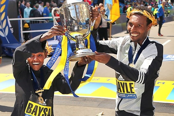 Ethiopians Atsede Baysa and Lemi Hayle beat strong fields at Boston Marathon 2016