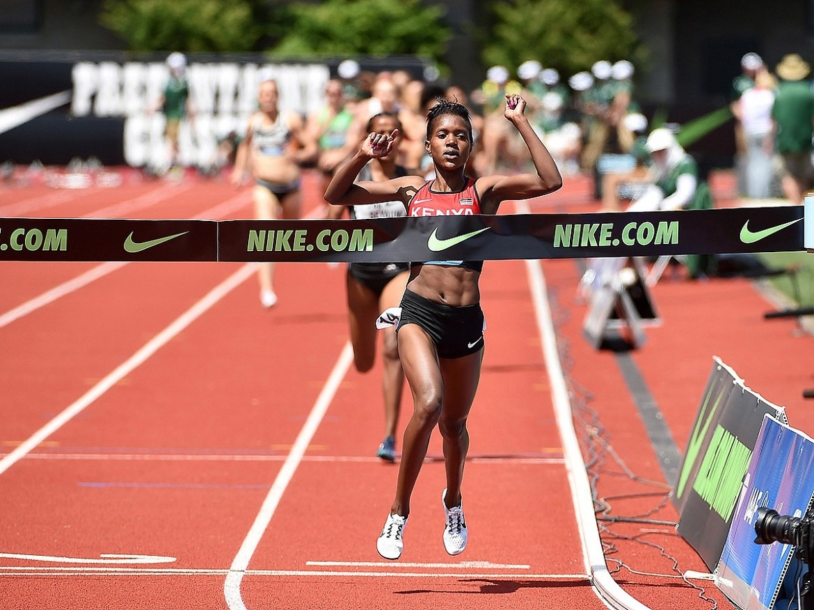 World silver medalist Faith Chepng’etich Kipyegon winning the women's 1500m at the IAAF Diamond League in Eugene 2016 / Photo credit: IAAF Diamond League