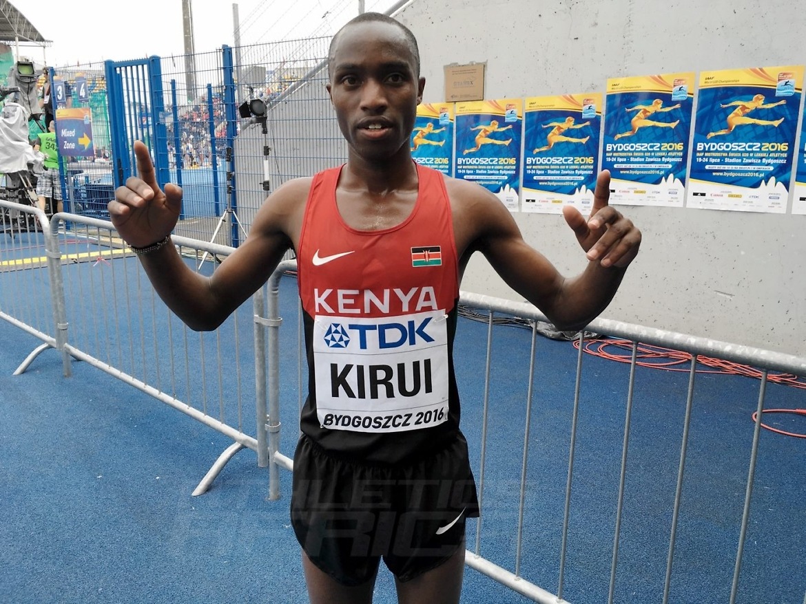 Amos Kirui kept Kenya’s perfect U20 World Championships streak in the 3000m Steeplechase going in Bydgoszcz 2016 / Photo credit: Yomi Omogbeja