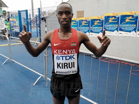 Amos Kirui kept Kenya’s perfect U20 World Championships streak in the 3000m Steeplechase going in Bydgoszcz 2016 / Photo credit: Yomi Omogbeja