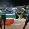 South Africa's Luvo Manyonga and Ruswahl Samaai at the IAAF World Champs, london 2017