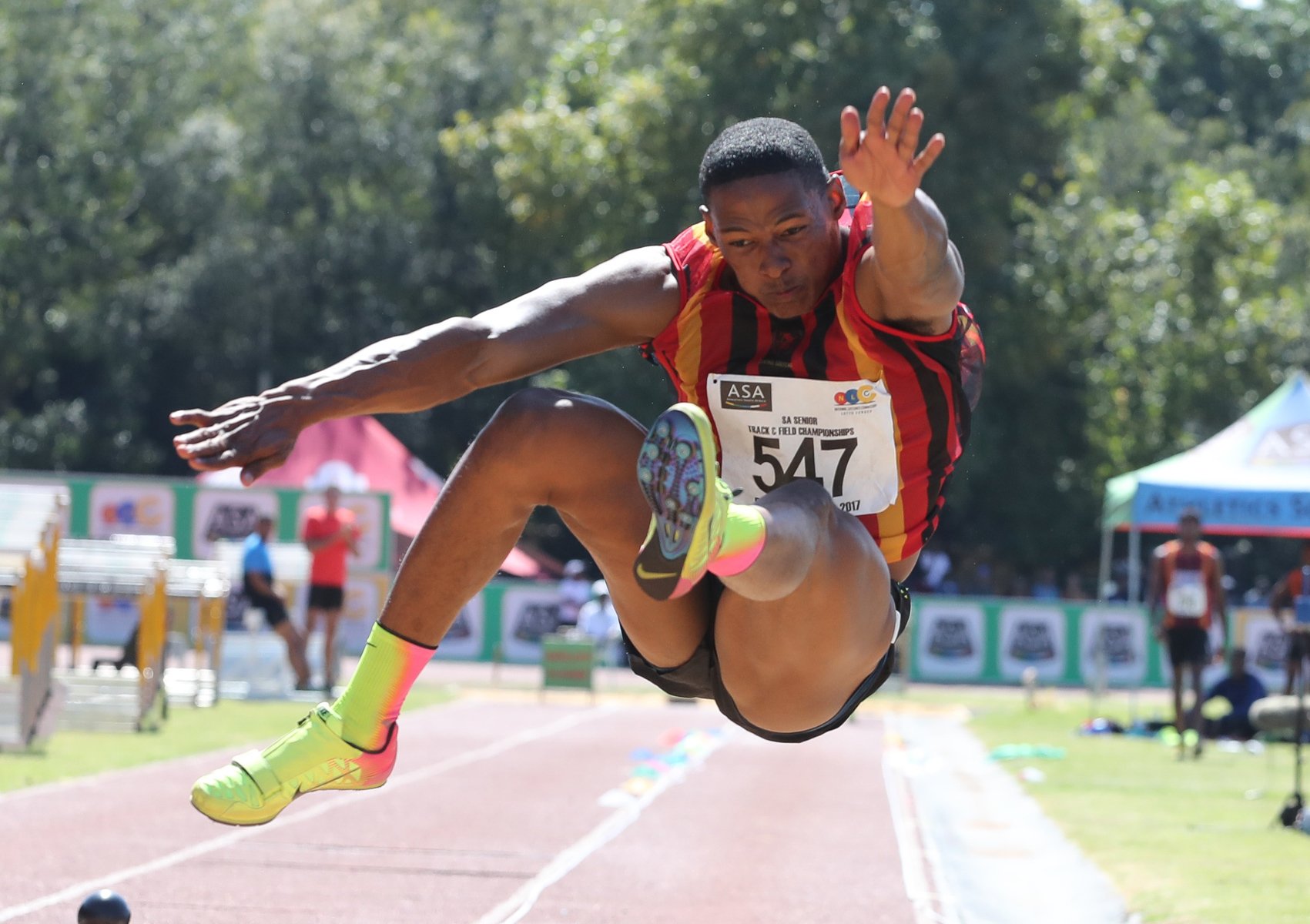 World long Jump bronze medallist, Ruswahl Samaai, will compete at the Athletix Grand Prix. Photo Credit: Roger Sedres