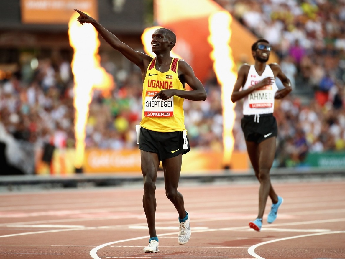 Uganda's Joshua Cheptegei sprinted clear to take the first track Commonwealth Games Athletics gold of Gold Coast 2018 in the men's 5,000m at the Carrara stadium in the Gold Coast on Sunday. / Photo: Getty Images