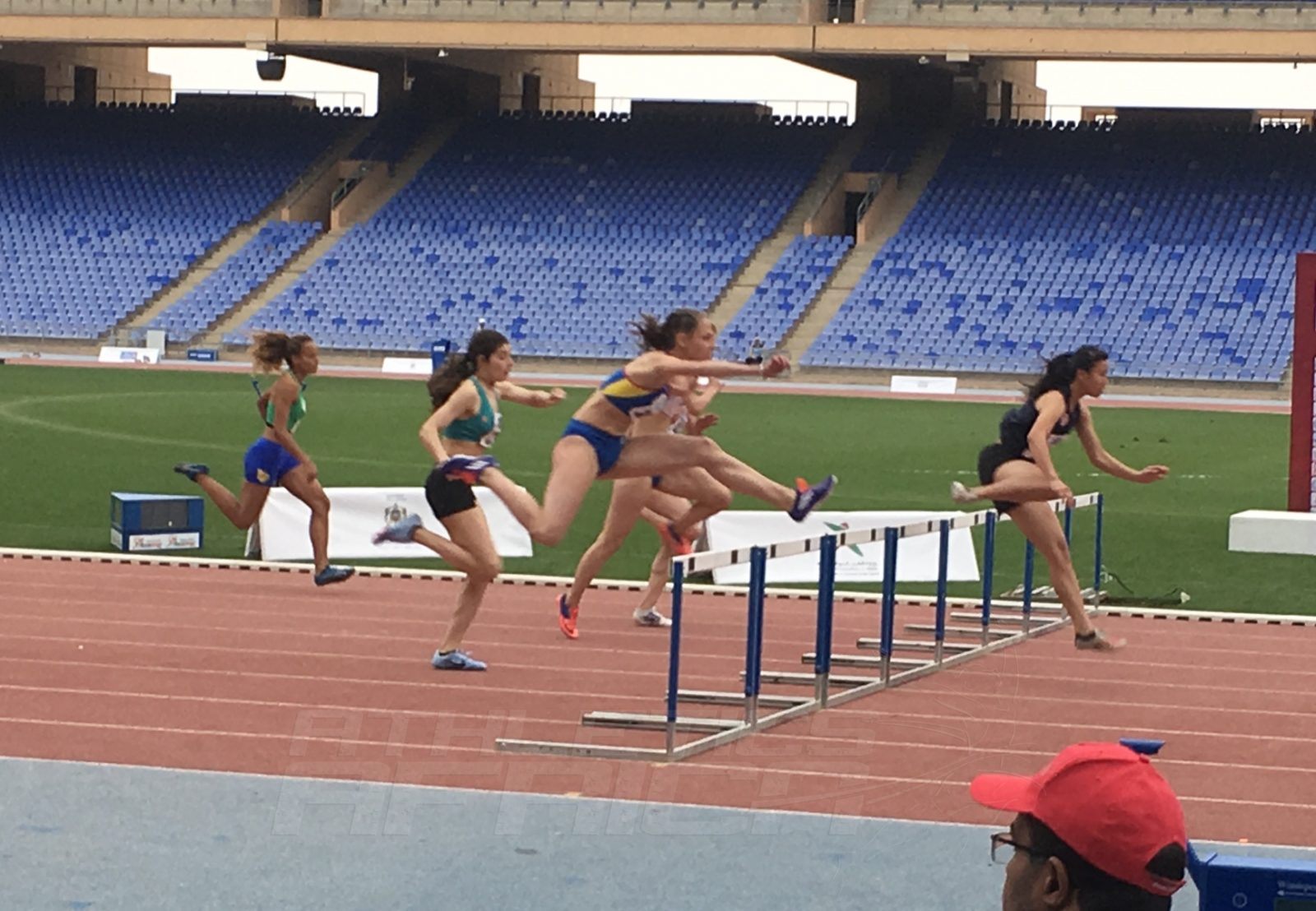 Sining Xia of China led from gun to the tape to win the Girls 100m hurdles Semi-final 1 in 14.11 secs at Gymnasiade 2018 in Marrakech / Photo Credit: Yomi Omogbeja