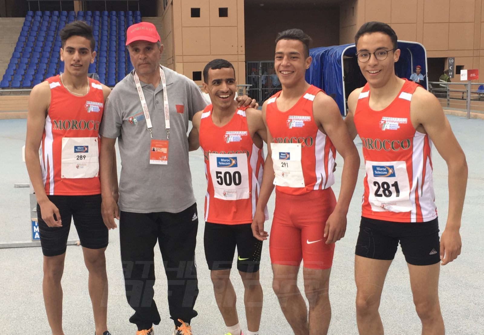 Morocco's Boys 4x400m relay team after winning gold at Gymnasiade 2018 / Photo Credit: Yomi Omogbeja