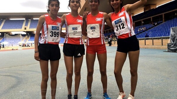 Morocco's Girls 200mx400mx600mx800m relay team after winning gold at Gymnasiade 2018 / Photo Credit: Yomi Omogbeja