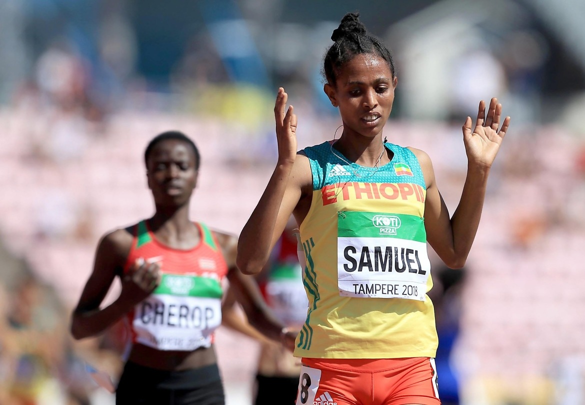 Alemaz Samuel Teshale of Ethiopia wins the women's 1500m gold at the IAAF World U20 Championships Tampere 2018 / Photo Credit: Getty Images for IAAF