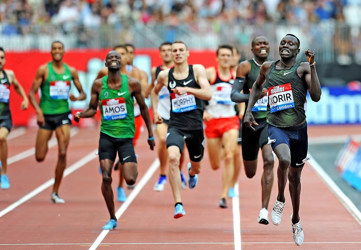 Setting a World Lead and Meeting Record of 1:42.05 (PB), Emmanuel Kipkurui Korir (KEN) won the Men's 800m at the 2018 Müller Anniversary Games in London © Mark Shearman