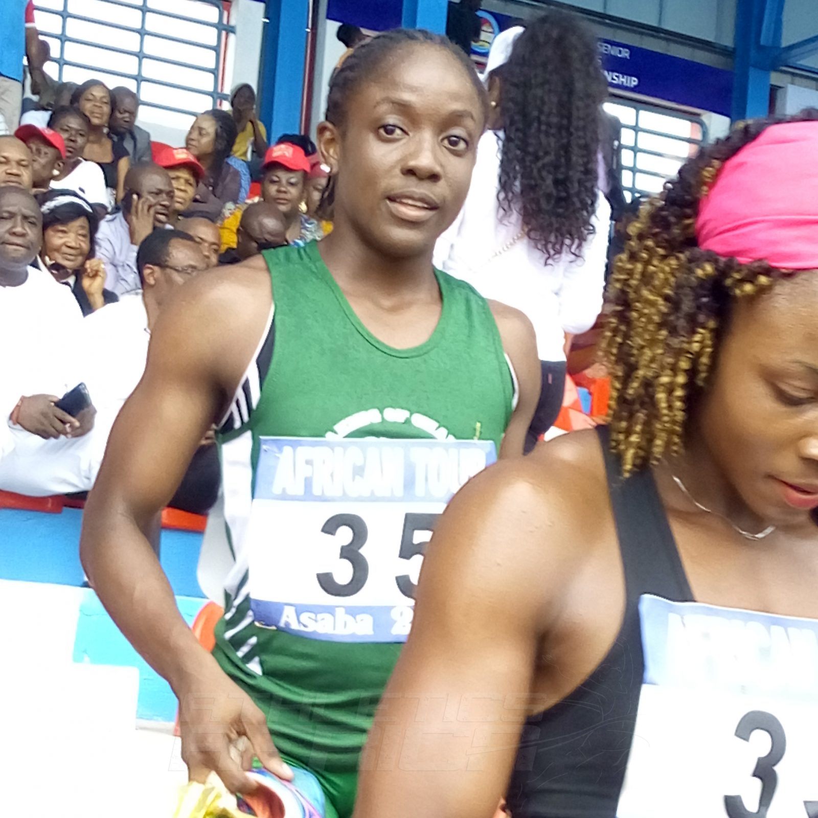 MoC's Joy Udo Gabriel after she won the women's 100m in a PB of 11.40 secs. / Photo credit: Naomi Peters for Athletics Africa