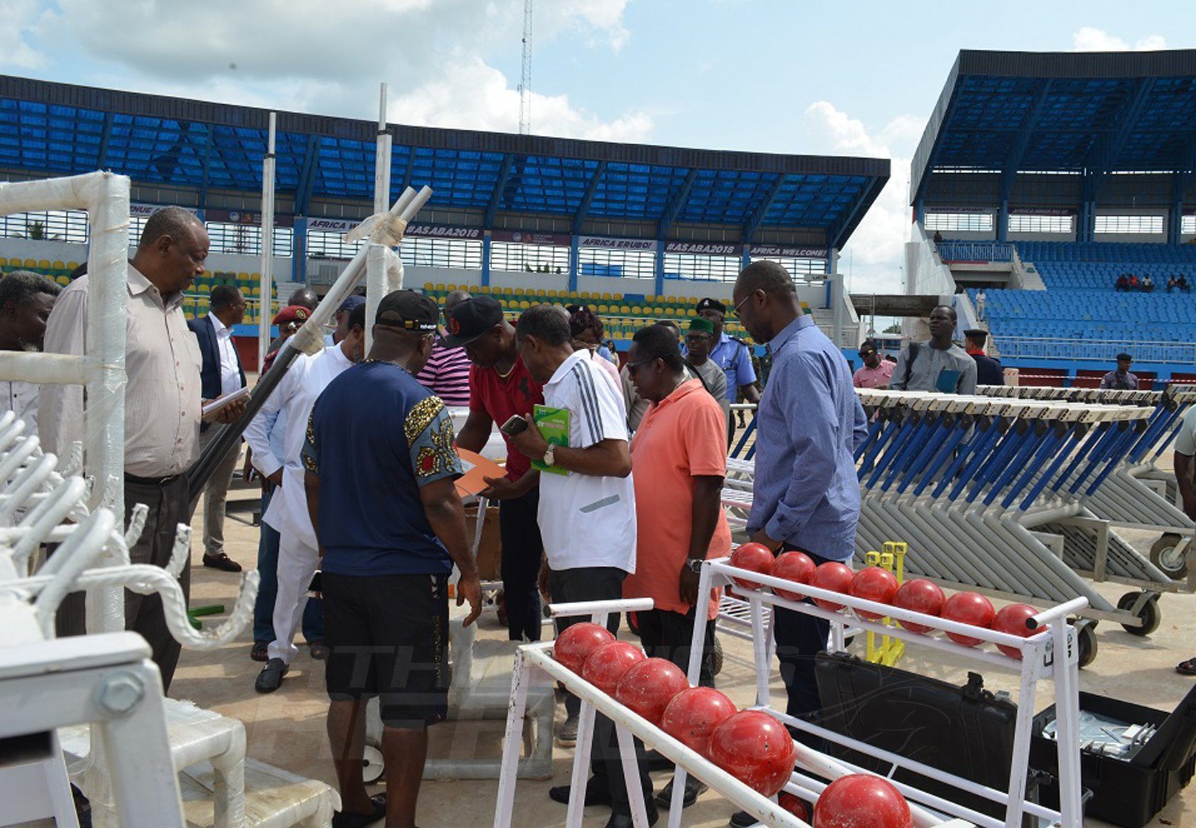 Participants for the Delegates Registration Meeting for CAA Asaba 2018 tour the facilities at the Stephen Keshi Stadium in Asaba on Tuesday 10 July, 2018 / Photo Credit: Asaba 2018 LOC