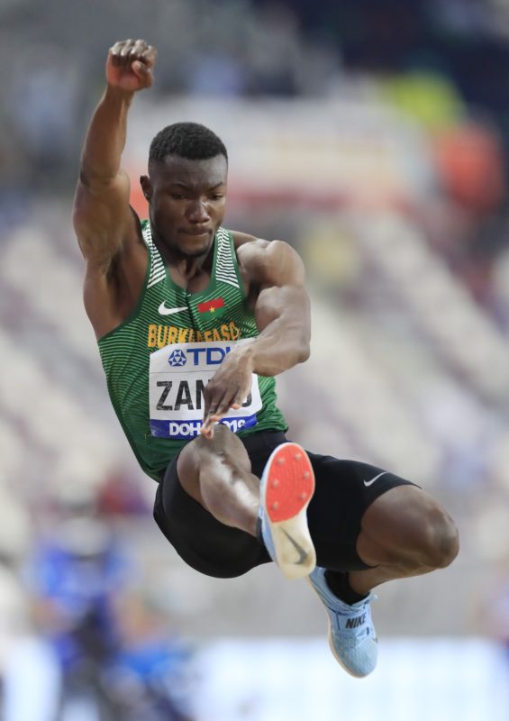 Hugues Fabrice Zango of Burkina Faso competes in the Men's Triple Jump final during day three of 17th IAAF World Athletics Championships Doha 2019 at Khalifa International Stadium on September 29, 2019 in Doha, Qatar. (Photo by Andy Lyons/Getty Images for IAAF)