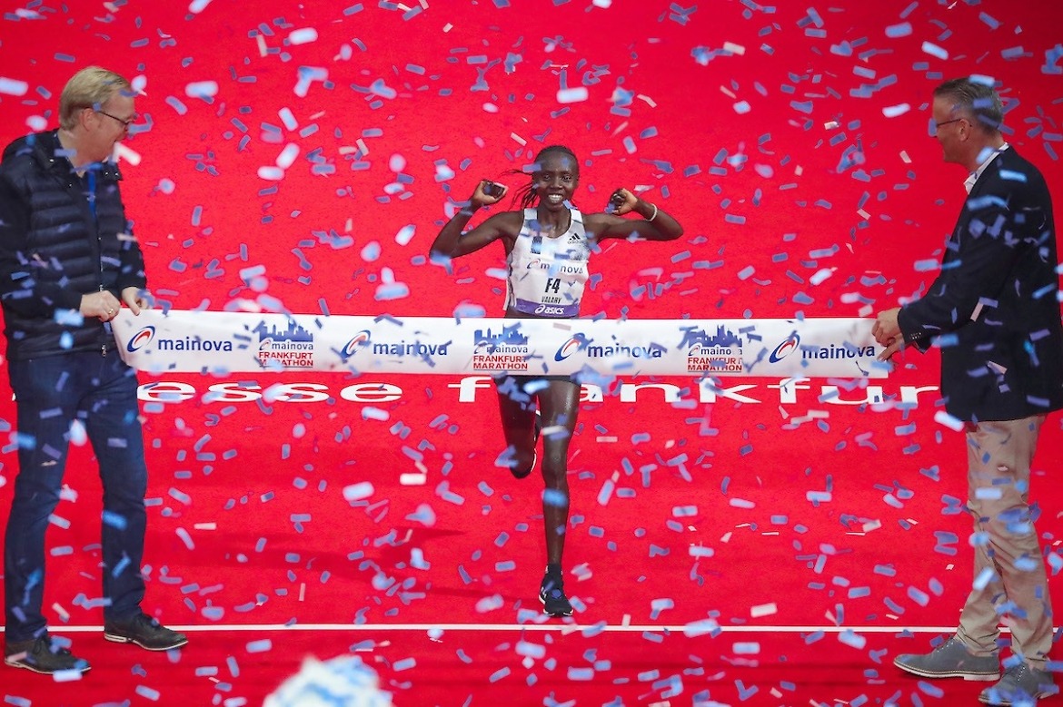 Valary Aiyabei winning the 2019 Frankfurt Marathon in Frankfurt, Germany Oct 27, 2019 / Photo credit: Victah Sailer/ PhotoRun
