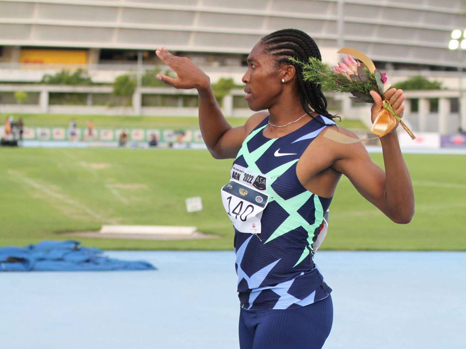 Caster Semenya clocked a personal best of 8:54.97 to win the women’s 3,000m in Cape Town / Photo Credit: Tladi Khuele