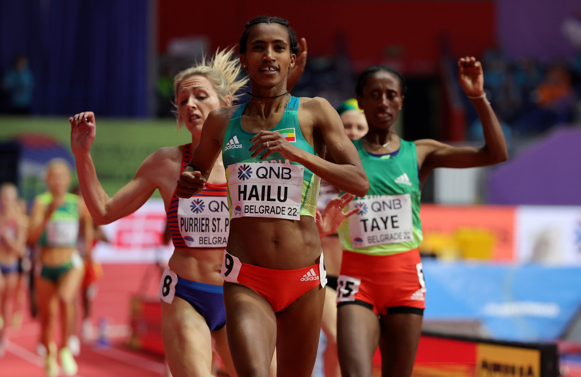 Ethiopia's Lemlem Hailu winning the women’s 3000m title at the World Athletics Indoor Championships in Belgrade / Credit: Getty Images for World Athletics