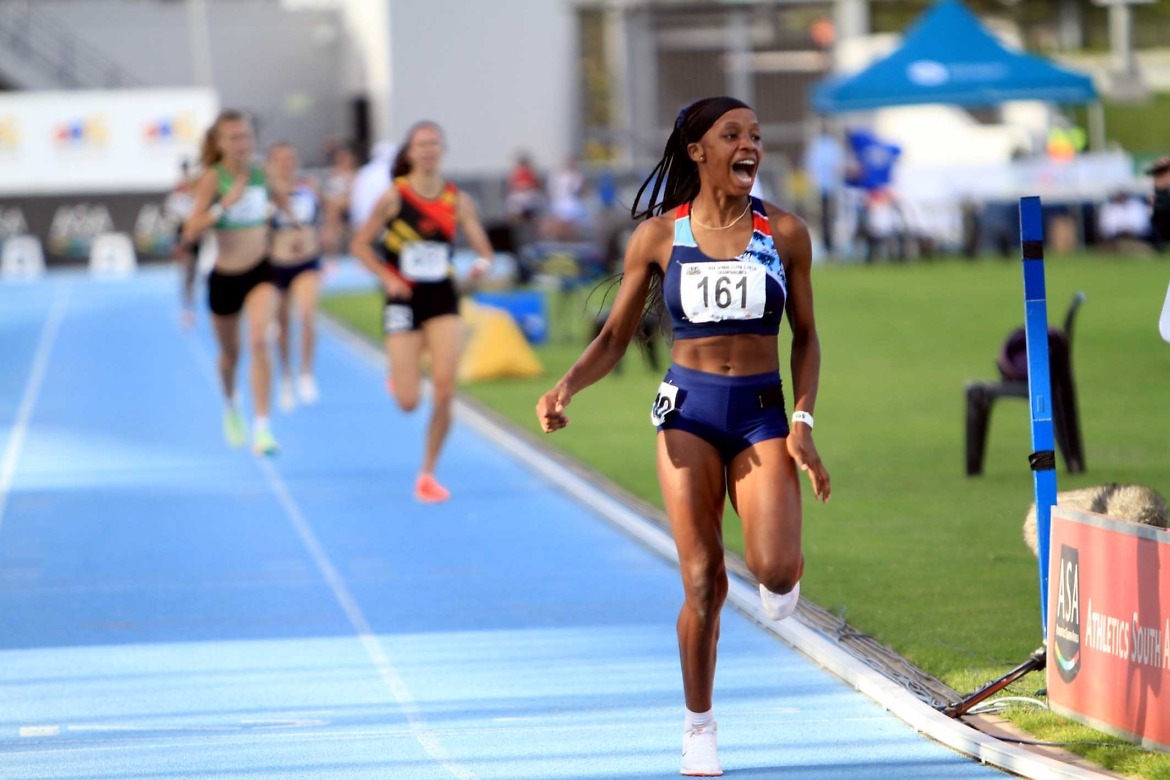 Prudence Sekgodiso was crowned new women’s 1500m champion at the ASA Senior Track and Field National Championships at Green Point Athletics Stadium, Cape Town on Friday 22 April 2022 / Credit: Tladi Khuele