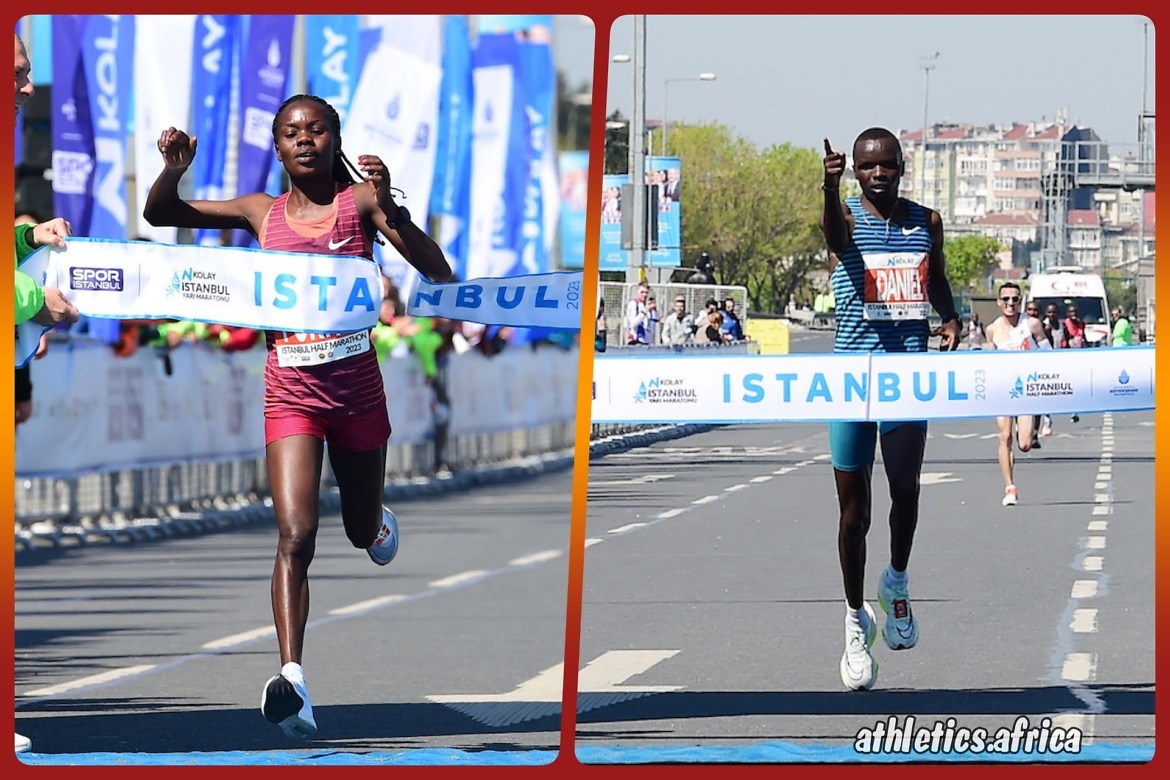 Purity Komen and Daniel Ebenyo Istanbul Marathon