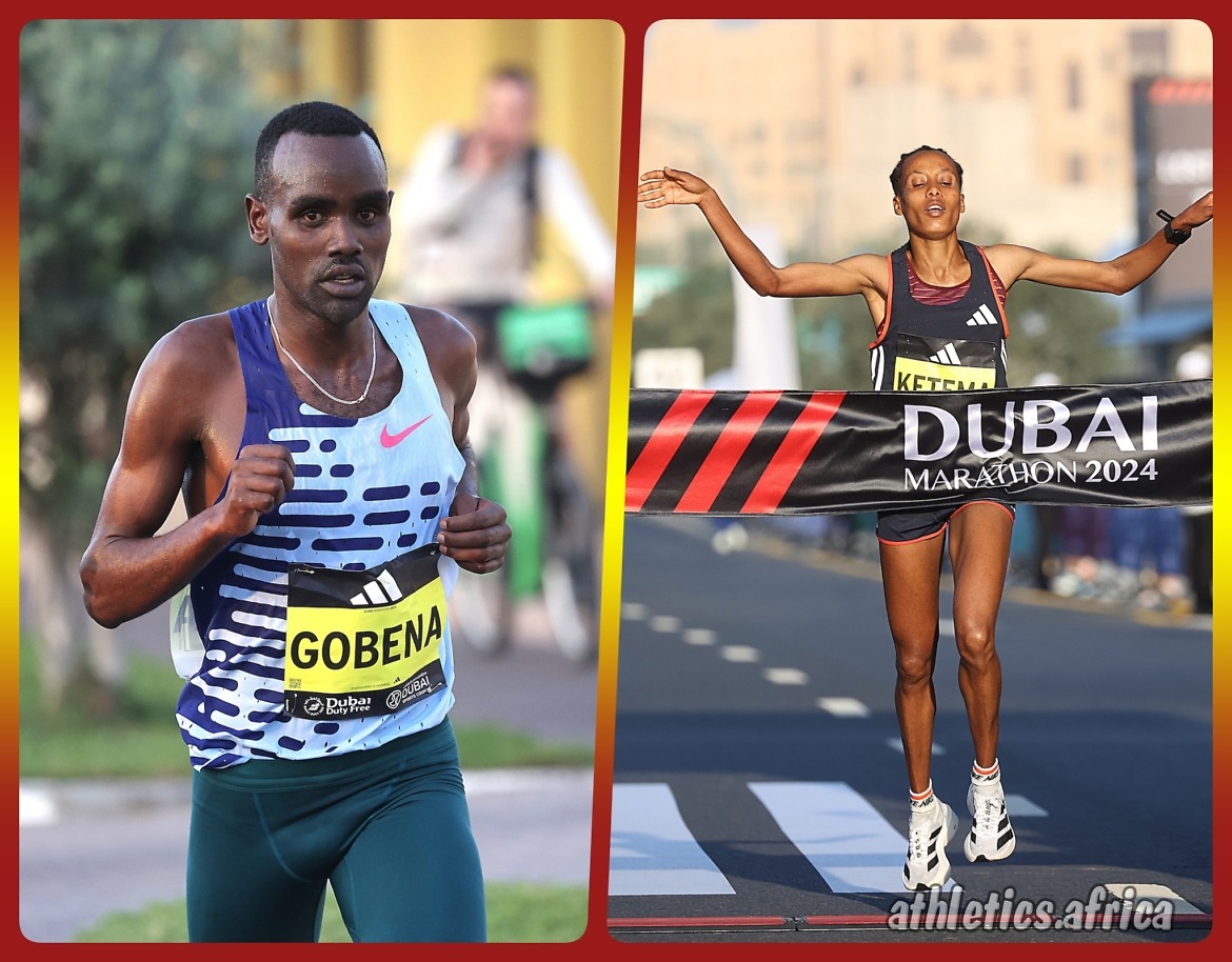 Ethiopia’s Addisu Gobena Aga shocked to win the Dubai Marathon men’s elite title while Tigist Ketema Tebo becomes the eighth fastest woman in marathon history / Photo credit: Giancarlo Colombo