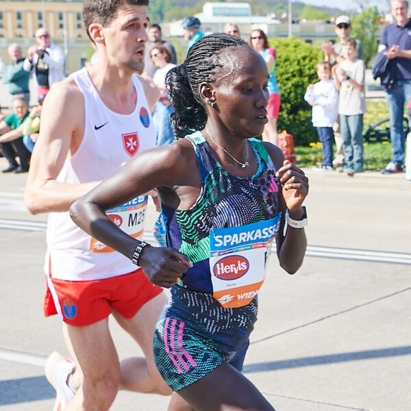 Rebecca Tanui running in Vienna in 2023 / Photo credit: Leo Hagen / VCM
