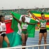 Nigeria's Tobi Amusan (502) and the rest of the women's 100m Hurdles podium at the African Games Accra 2023 / Photo credit: Yomi Omogbeja for AthleticsAfrica