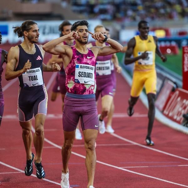 Djamel SEDJATI (ALG) wins the Men's 800m in a diamond league record time of 1:41.46 at the Wanda Diamond League Monaco on 12 July 2024 / Photo: Chiara Montesano / Diamond League AG