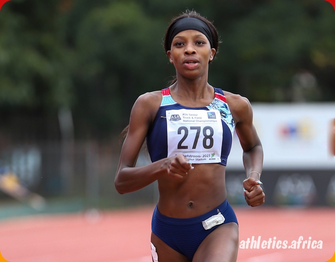 Prudence Sekgodiso wins the women's 800m title at the 2023 ASA Senior Championships in Potchefstroom / Photo: Cecilia de Bers
