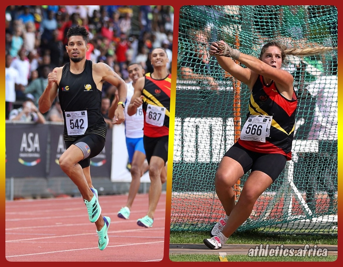 Wayde van Niekerk and Leandri Geel winning at the 2023 ASA Senior Championships in Potchefstroom / Photo: Cecilia de Bers