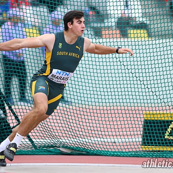 Malan Marais (RSA) competes in the Discus Throw (1.750kg) Men at the World Athletics U20 Championships Estadio la Videna, Lima, Peru / Photo by Enzo Santos Barreiro for World Athletics