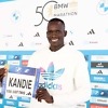 Kenyan Kibiwott Kandie at the press conference for the 2024 BMW Berlin Marathon in Berlin, Germany on September 27, 2024 / Photo credit: Victah Sailer / PhotoRun