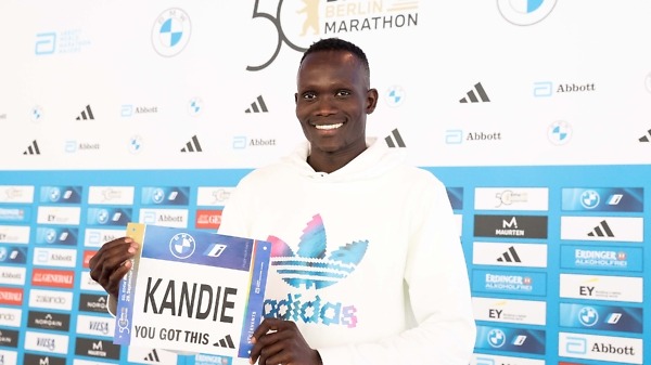 Kenyan Kibiwott Kandie at the press conference for the 2024 BMW Berlin Marathon in Berlin, Germany on September 27, 2024 / Photo credit: Victah Sailer / PhotoRun